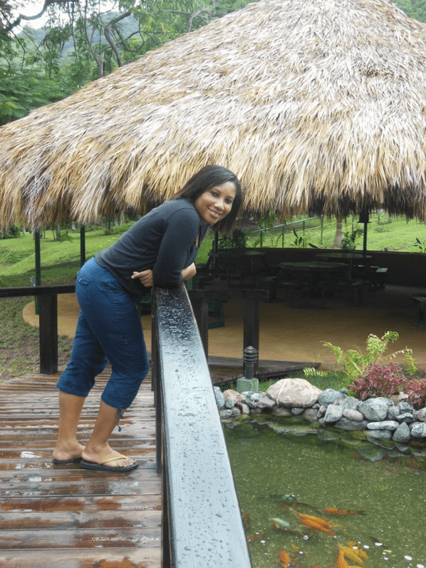 Monique standing on foot bridge - Hope Botanical Gardens - Kingston - Jamaica