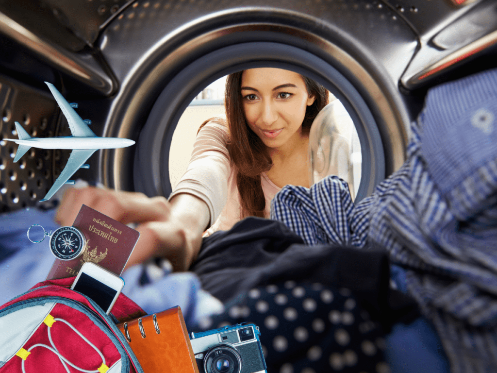 Woman doing Landry in Washing Machine