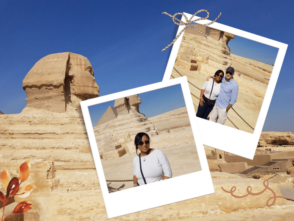 Nick & Monique Abbott standing near the Great Sphinx of Giza