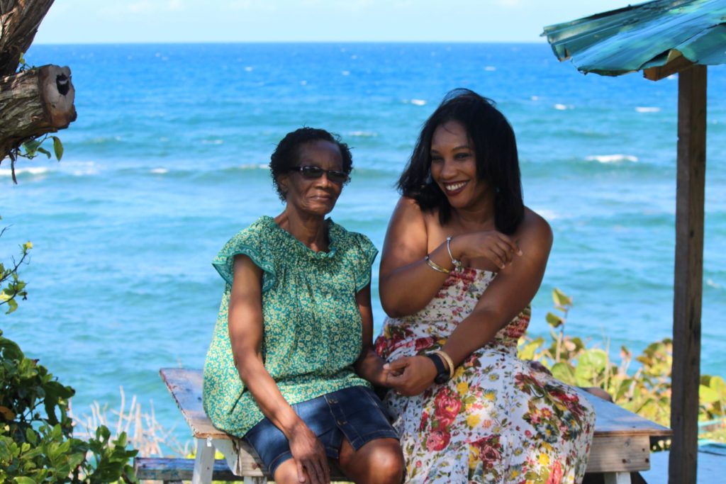 Monique Abbott with her mother in Robins Bay, St. Mary