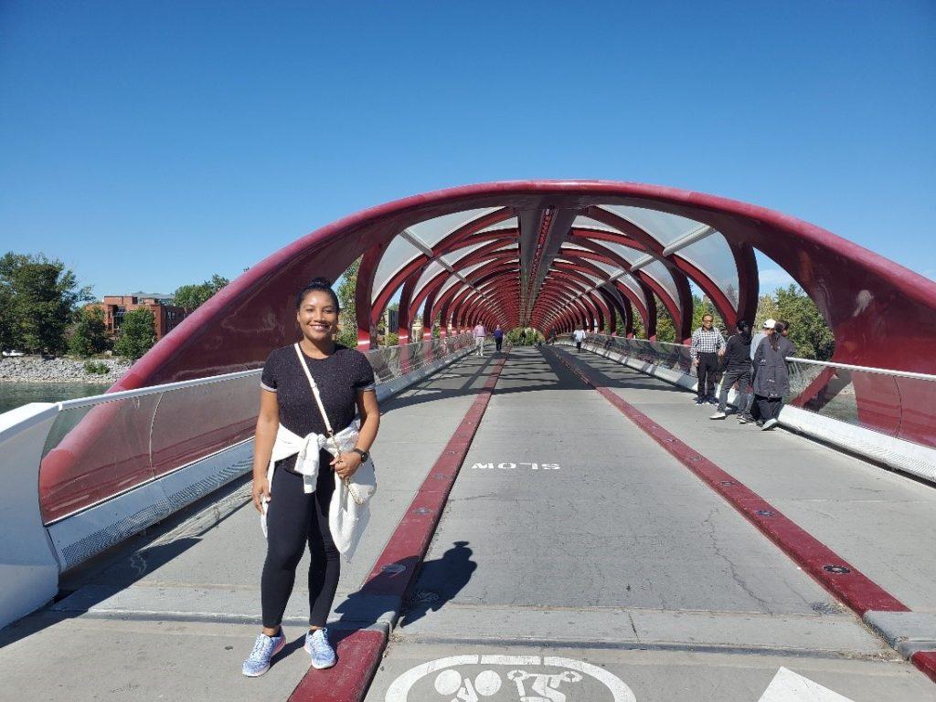 Monique Abbott at the Peace Bridge in Calgary, Canada