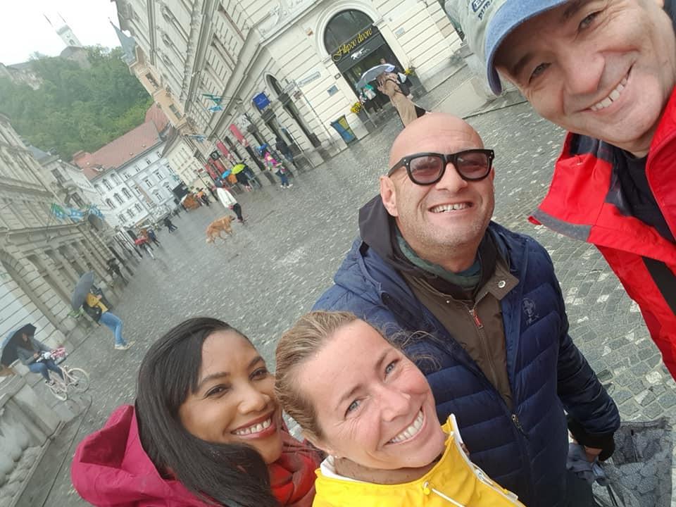 Nick and Monique Abbott with Richard Abbott and Jenny Reide in Ljubljana, Slovenia