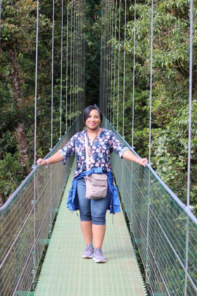 Monique Abbott standing on Suspension Bridge at Monteverde Cloud Forest, Costa Rica