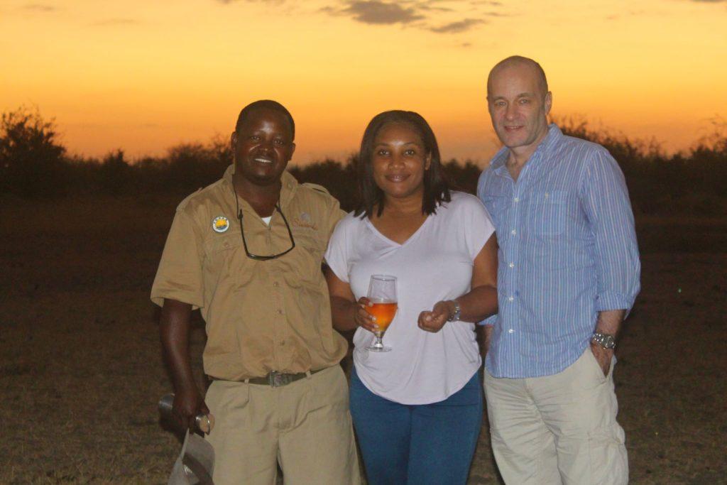 Nick & Monique Abbott with Safari Tour Guide at Nyerere National Park