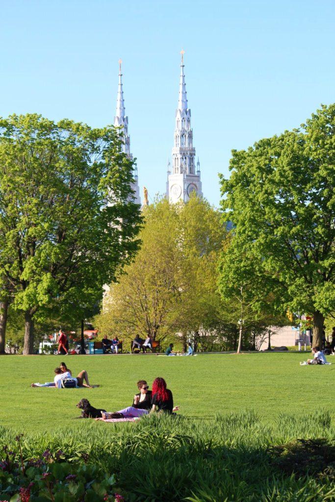 People Sitting on Grass on Major's Hill, Ottawa