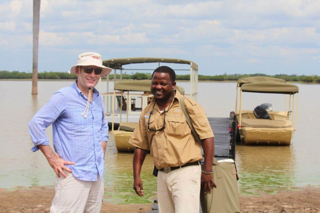 Nick Abbott with Tour Guide Holle at Lake Nzerakera, Tanzania - Photo by Nick & Monique Abbott