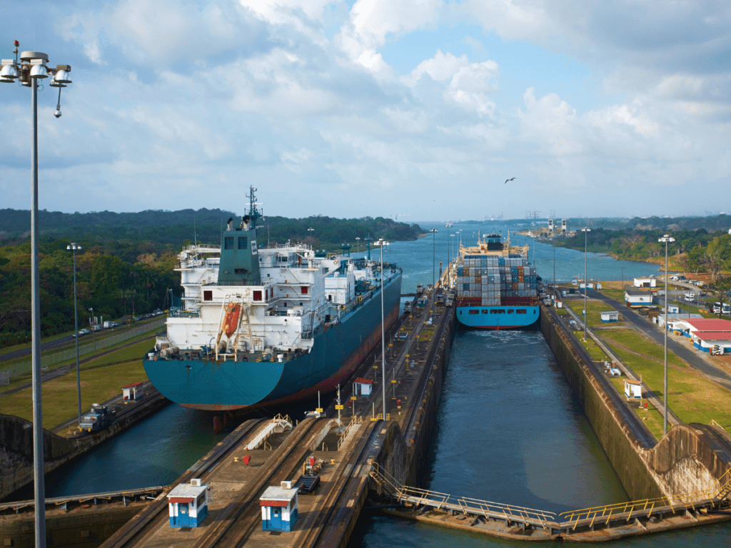 Large Boats passing through the Panama Canal