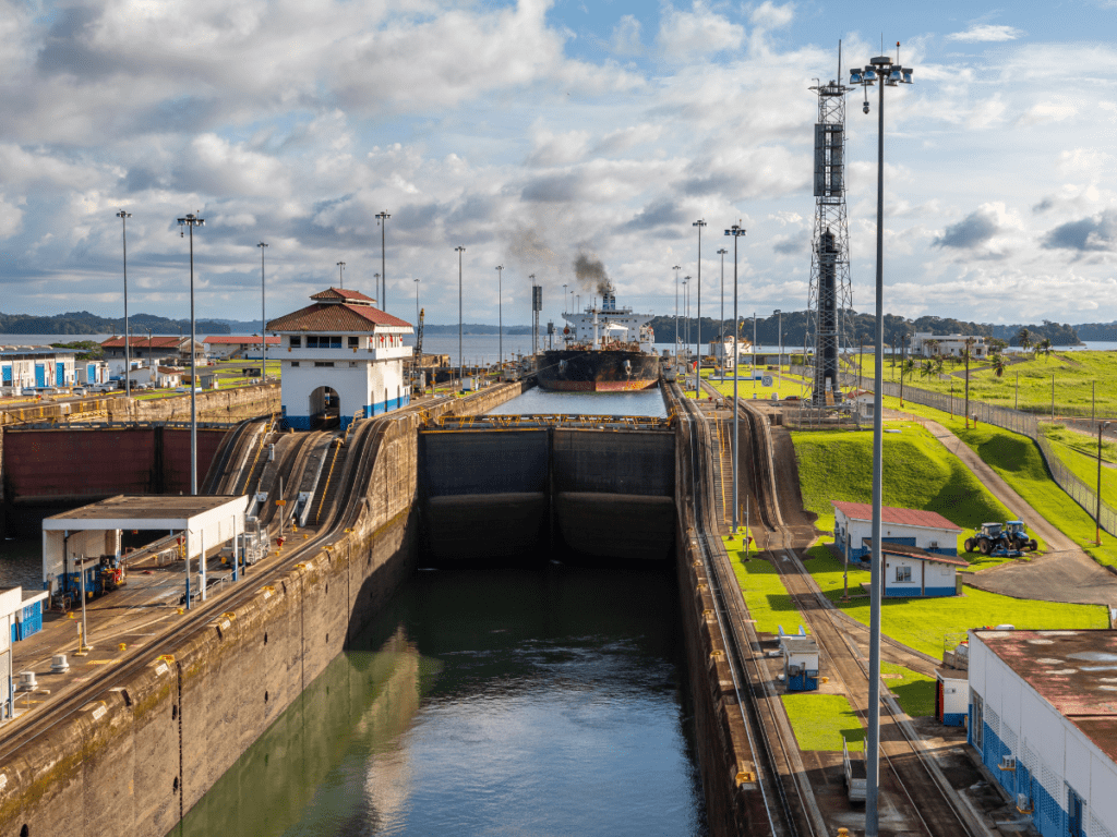 The Panama Canal & Miraflores Locks- Image Created in Canva Pro