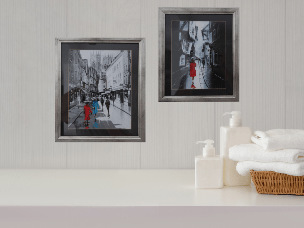 Hand Coloured Wall Prints of Women Walking in the Shambles in York, England