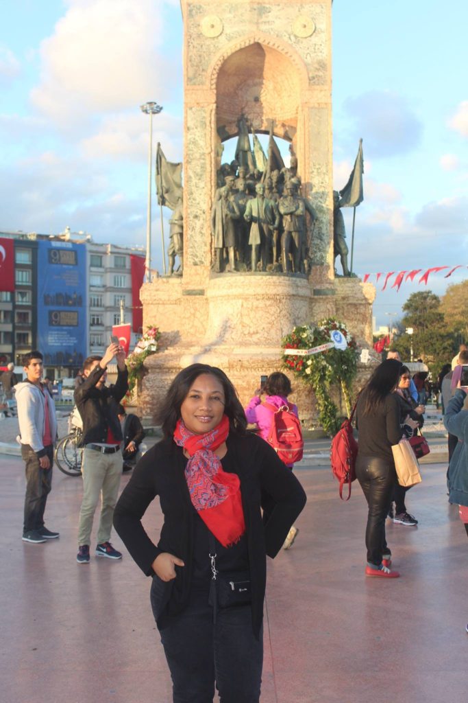 Monique Abbott in Taksim Square, Istanbul, Turkey