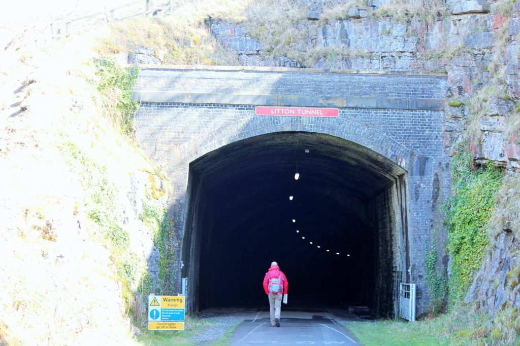 Nick Abbott entering tunnel in Peak District, UK