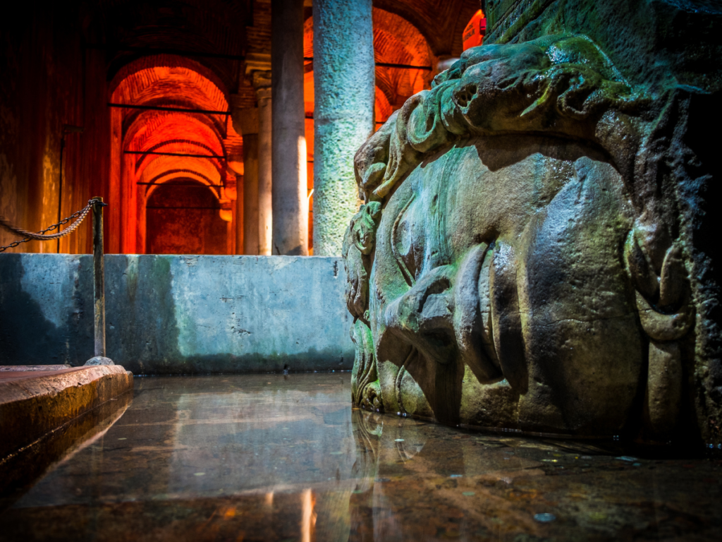 Medusa's Head, Basilica Cistern, Istanbul, Turkey