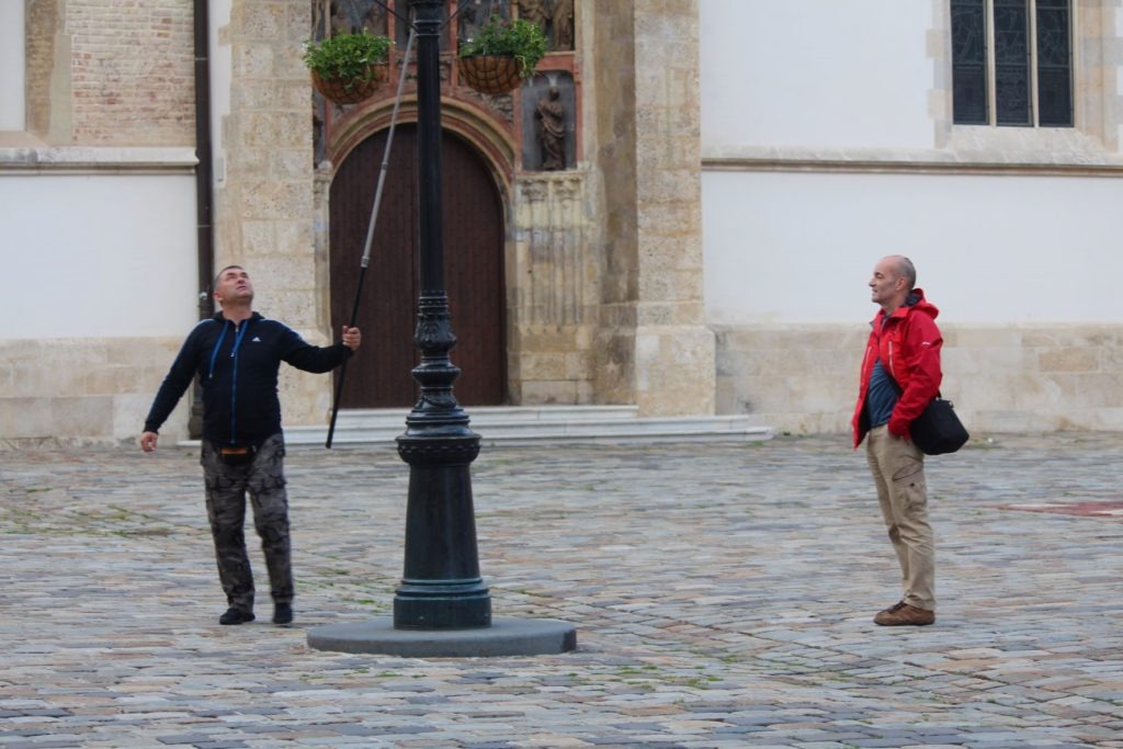 Nick Abbott observing a Lamplighter of the Gas Mantle - Zagreb, Croatia