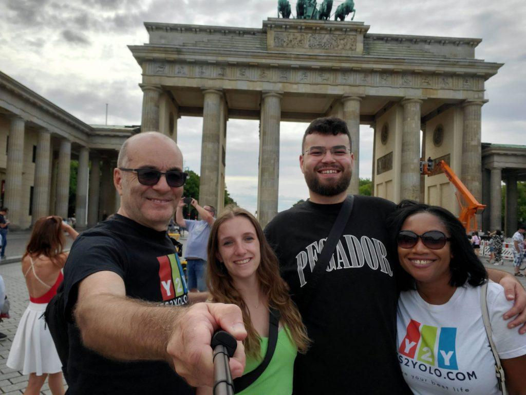 Nick, Alex, George & Monique at the Brandenburg Gate, Berlin, Germany