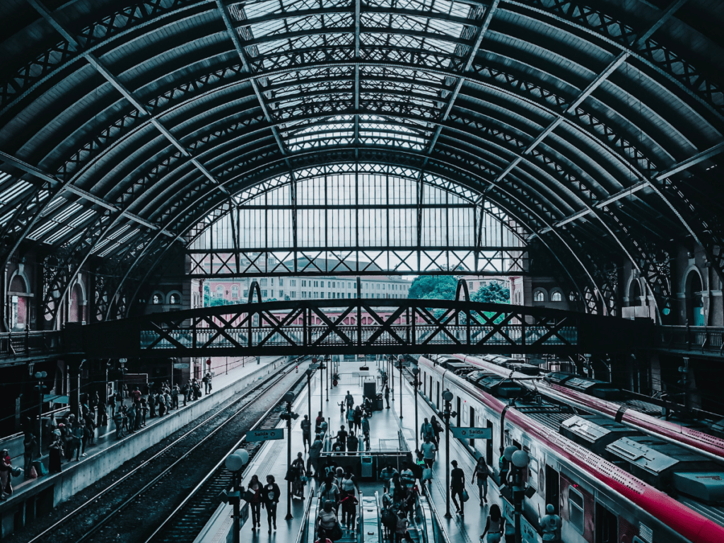 Busy Modern Train Station in the Heart of the City