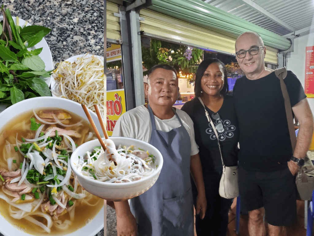 Nick & Monique Abbott with Chef at Phở Bình on Lương Văn Can