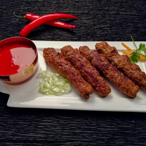 Pakistani Lamb Seekh Kebab with Sauce